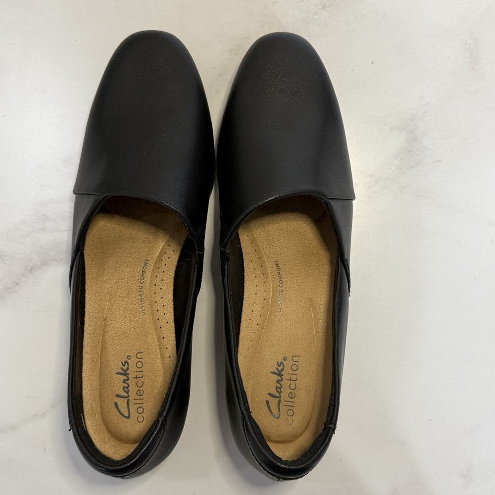 Clarks Juliet Palm Leather Slip On Women’s Size 7.5W Black Casual Loafers NEW - Picture 3 of 9
